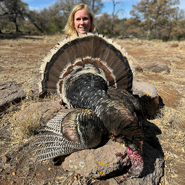 Sue Skold with a turkey